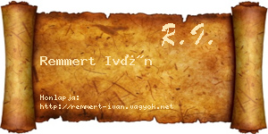 Remmert Iván névjegykártya